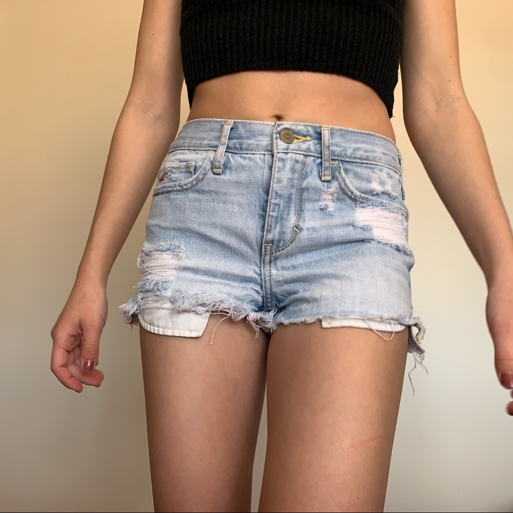 Hollister Light Wash High Waisted Jean Shorts